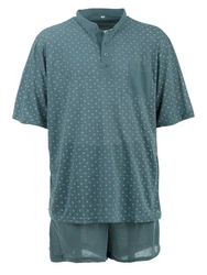 Lucky Schlafanzug Pyjama Set Shorty Grau/Türkis/Hellblau/Grün/Blau