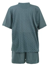 Lucky Schlafanzug Pyjama Set Shorty Grau/Türkis/Hellblau/Grün/Blau
