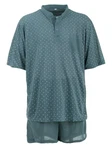 Lucky Schlafanzug Pyjama Set Shorty Grau/Türkis/Hellblau/Grün/Blau