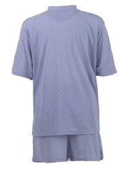 Lucky Schlafanzug Pyjama Set Shorty Grau/Blau/Hellblau/Lila