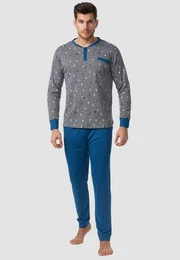 Schlafanzug 2-Teiliger Pyjama Schlafanzug Langarm 5173inGrau-2