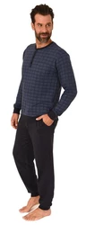 Normann Pyjama Herren Schlafanzug langarm Dunkelblau/Lila/Blau/Grau