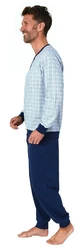 Normann Pyjama Herren Schlafanzug langarm Blau/Hellblau/Dunkelblau