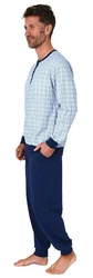 Normann Pyjama Herren Schlafanzug langarm Blau/Hellblau/Dunkelblau