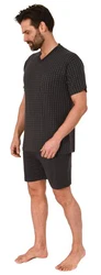 Normann Pyjama Herren Schlafanzug Kurzarm Shorty Schwarz/Dunkelgrau