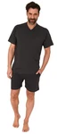 Normann Pyjama Herren Schlafanzug Kurzarm Shorty Schwarz/Dunkelgrau