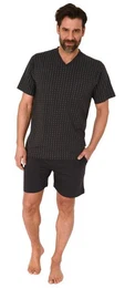 Pyjama Herren Schlafanzug Kurzarm Shorty Pyjama Streifenoptik