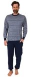 Normann Pyjama Herren Langarm Schlafanzug Grau/Dunkelblau/Blau
