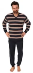Normann Pyjama Herren langarm Schlafanzug Dunkelblau/Beige/Rot/Grau