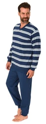 Normann Pyjama Herren langarm Schlafanzug Blau/Dunkelblau/Hellblau