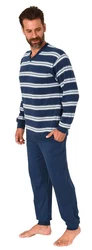 Normann Pyjama Herren langarm Schlafanzug Blau/Dunkelblau/Hellblau