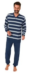 Normann Pyjama Herren langarm Schlafanzug Blau/Dunkelblau/Hellblau