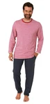 Normann Pyjama Herren langarm Schlafanzug Rosa/Dunkelrot