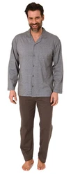 Normann Pyjama Herren Langarm Schlafanzug Grau/Hellgrau/Dunkelgrau/Khaki
