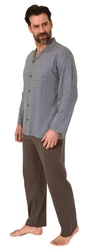 Normann Pyjama Herren Langarm Schlafanzug Grau/Hellgrau/Dunkelgrau/Khaki