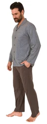 Normann Pyjama Herren Langarm Schlafanzug Grau/Hellgrau/Dunkelgrau/Khaki
