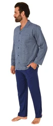 Normann Pyjama Herren Langarm Schlafanzug Grau/Dunkelblau/Hellblau/Blau