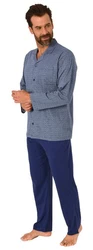 Normann Pyjama Herren Langarm Schlafanzug Grau/Dunkelblau/Hellblau/Blau