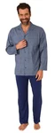 Normann Pyjama Herren Langarm Schlafanzug Grau/Dunkelblau/Hellblau/Blau