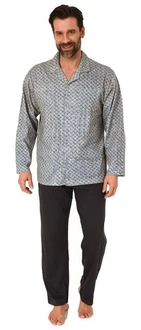 Normann Pyjama Herren Langarm Schlafanzug zum Durchknöpfen Grau Normann Pyjama Herren Langarm Schlafanzug zum Durchknöpfen Grau