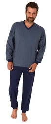 Normann Pyjama Langarm Schlafanzug Dunkelblau/Grau/Blau