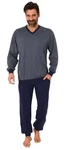 Normann Pyjama Langarm Schlafanzug Dunkelblau/Grau/Blau/Dunkelgrau