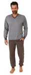 Normann Pyjama Herren langarm Schlafanzug mit Bündchen Grau/Khaki/Beige/Hellgrau/Braun