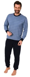 Normann Pyjama Herren Schlafanzug mit Bündchen Blau/Grau/Hellblau
