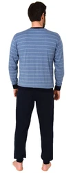 Normann Pyjama Herren Schlafanzug mit Bündchen Blau/Grau/Hellblau