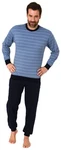 Normann Pyjama Herren Schlafanzug mit Bündchen Blau/Grau/Hellblau