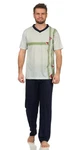 EloModa Pyjama Herren Sommer (2 tlg) Grün/Grau/Khaki