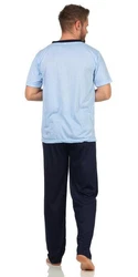 EloModa Pyjama Herren Sommer (2 tlg) Hellblau/Grau/Blau/Pastell