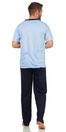 Pyjama Herren Sommer Pyjama Lange Schlafhose V- T-shirt, M L XL 2XL (2 tlg)