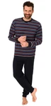 Normann Pyjama Langer Herren Schlafanzug mit Bündchen Mischfarben/Dunkelblau/Rot/Grau/Schwarz