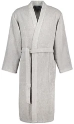 Caw Herrenbademantel mit Kimono Kragen Grau/Hellgrau