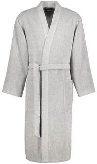 Caw Herrenbademantel mit Kimono Kragen Grau/Hellgrau