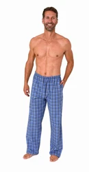 Normann Pyjama Herren Schlafanzug Hose lang Blau/Hellblau
