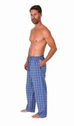 Normann Pyjama Herren Schlafanzug Hose lang Blau/Hellblau