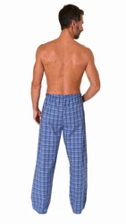 Normann Pyjama Herren Schlafanzug Hose lang Blau/Hellblau