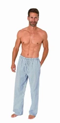 Normann Pyjama Herren Schlafanzug Hose lang Blau/Hellblau