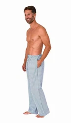Normann Pyjama Herren Schlafanzug Hose lang Blau/Hellblau