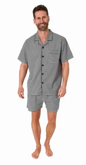 Normann Pyjama Herren Schlafanzug Shorty Grau/Hellgrau/Blau/Schwarz Normann Pyjama Herren Schlafanzug Shorty Grau/Hellgrau/Blau/Schwarz
