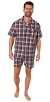 Normann Pyjama Herren Schlafanzug Shorty Rot/Dunkelrot/Lila