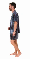 Normann Pyjama Herren Schlafanzug Shorty Blau/Dunkelblau/Hellblau