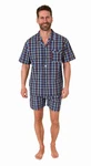 Normann Pyjama Herren Schlafanzug Shorty Blau/Dunkelblau/Hellblau