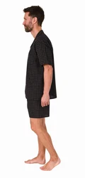 Normann Pyjama Herren Schlafanzug Shorty Schwarz
