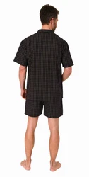 Normann Pyjama Herren Schlafanzug Shorty Schwarz