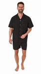 Normann Pyjama Herren Schlafanzug Shorty Schwarz