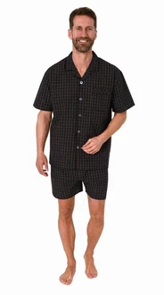 Normann Pyjama Herren Schlafanzug Shorty Schwarz Normann Pyjama Herren Schlafanzug Shorty Schwarz