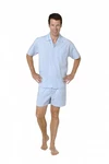 Normann Pyjama Herren Schlafanzug Shorty Hellblau/Blau/Grau